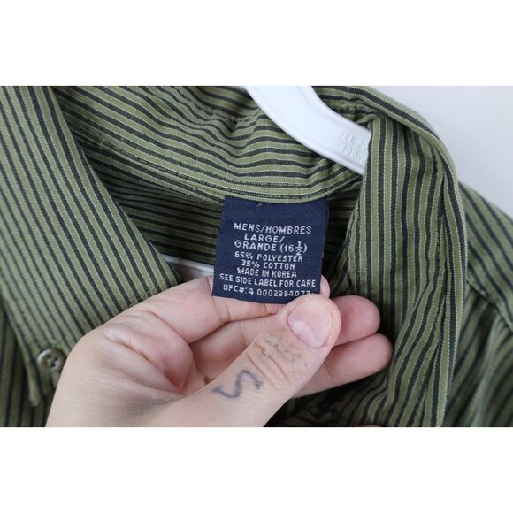 Vtg 90s Streetwear Mens L Pinstriped Baggy Fit Short Sleeve Button Down Shirt - Picture 8 of 11